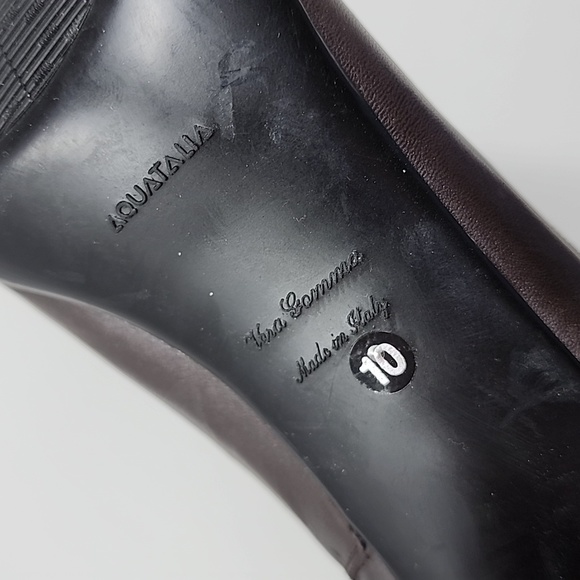 Aquatalia Brown Leather Heels Zip Back Booties Size 10 - Picture 7 of 7